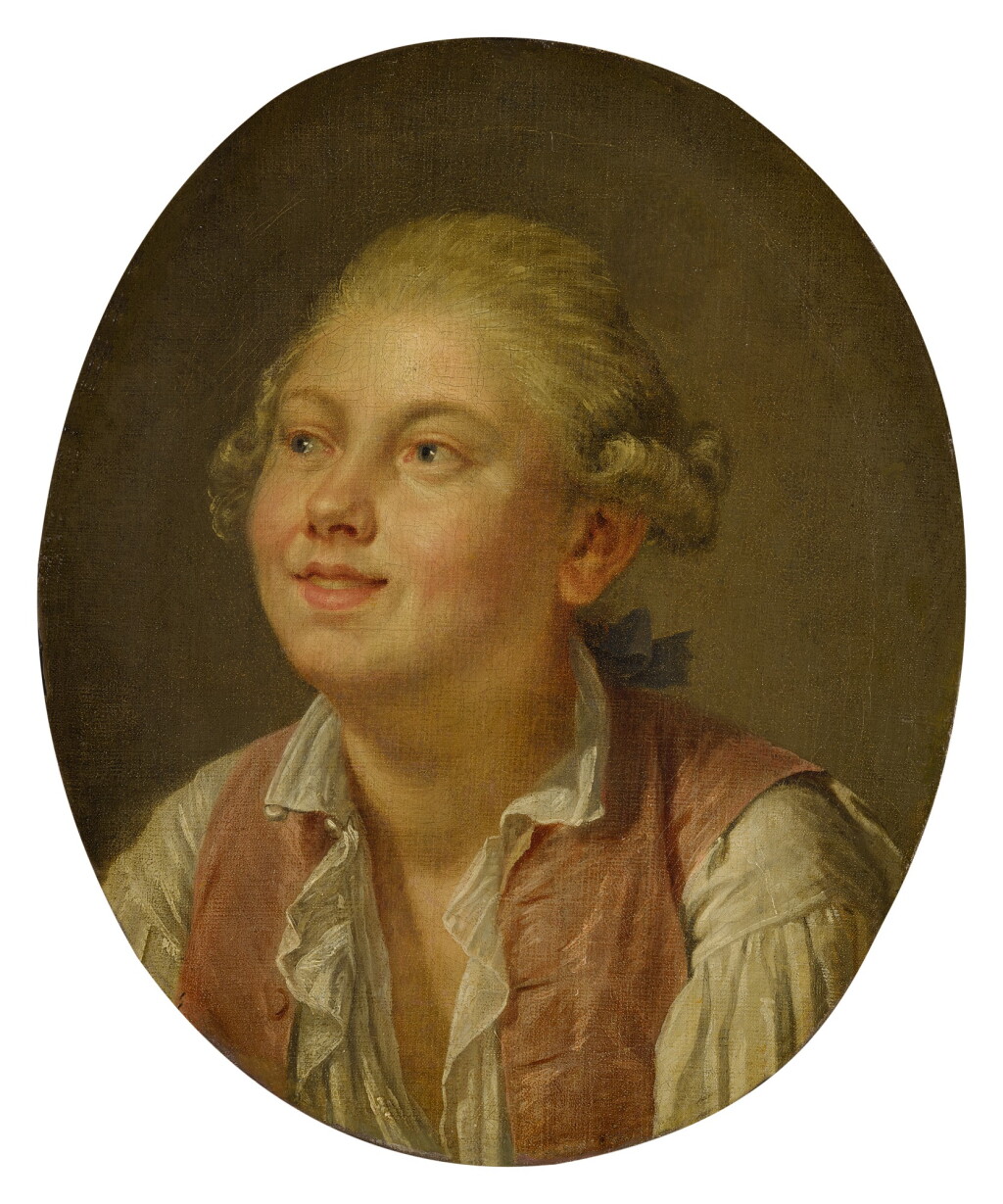 View full screen - View 1 of Lot 609. Portrait of a young man, bust-length, looking up.