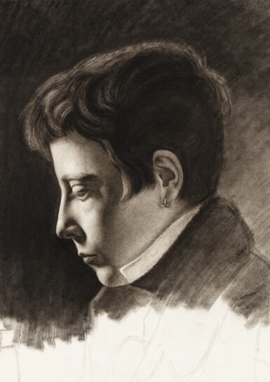 View full screen - View 1 of Lot 116. FRENCH SCHOOL, EARLY 19TH CENTURY | PORTRAIT OF A MAN IN PROFILE, WEARING AN EARRING.