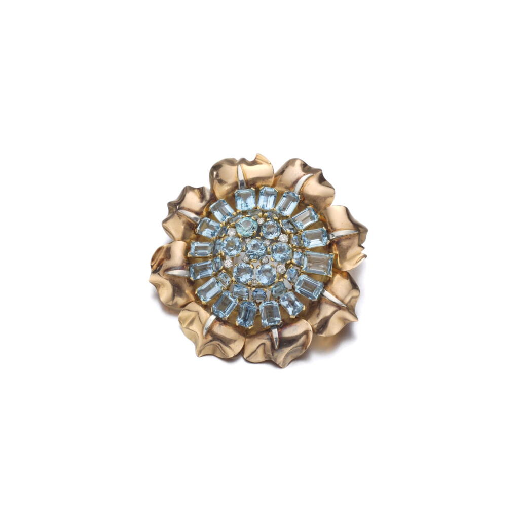 View full screen - View 1 of Lot 206. AQUAMARINE AND DIAMOND BROOCH, BOUCHERON.