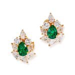Pair of Emerald and Diamond Ear Clips | 祖母綠 配 鑽石 耳夹一對(祖母綠重約1.83 及 1.68克拉)