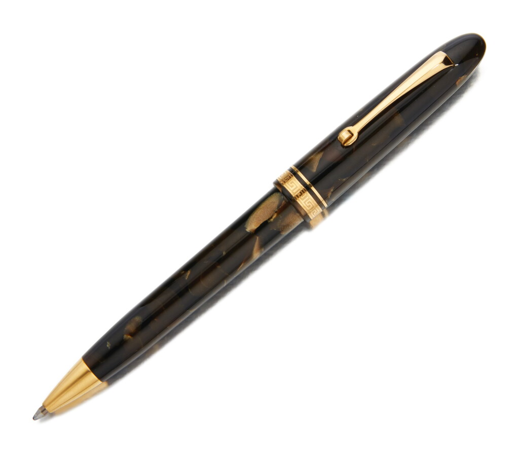 View full screen - View 1 of Lot 149. OMAS | A BROWN AND BLACK CELLULOID BALLPOINT PEN, CIRCA 2005.