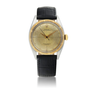 View full screen - View 1 of Lot 192. ZEPHYR, REF 6582 STAINLESS STEEL AND YELLOW GOLD WRISTWATCH WITH CROSSHAIR DIAL CIRCA 1957.
