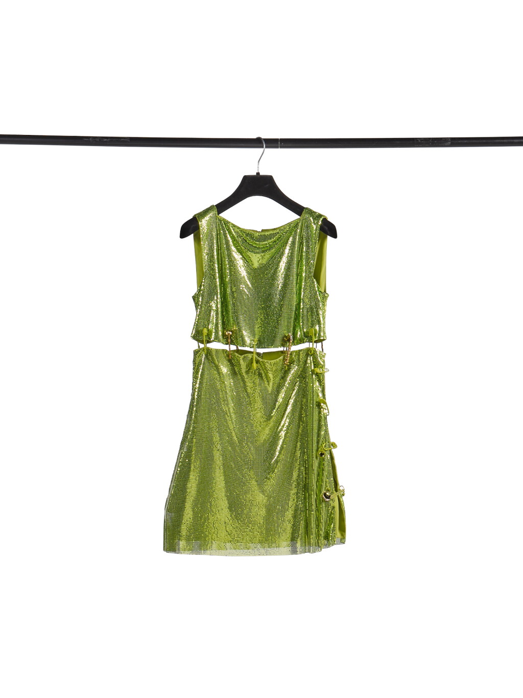View full screen - View 1 of Lot 43. Versace Green Short Metallic Mesh Dress.