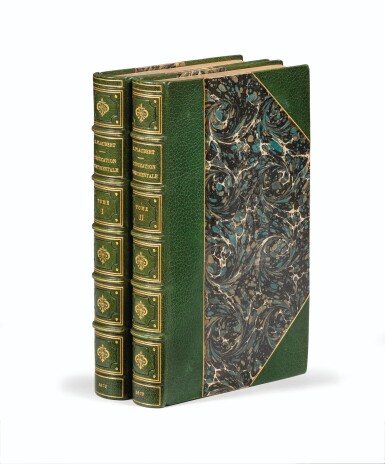 View full screen - View 1 of Lot 42. FLAUBERT. L'Éducation sentimentale. 1870. 2 vol. in-8. Rel. de Carayon. E.O., ex. sur hollande, envoi à Janin.