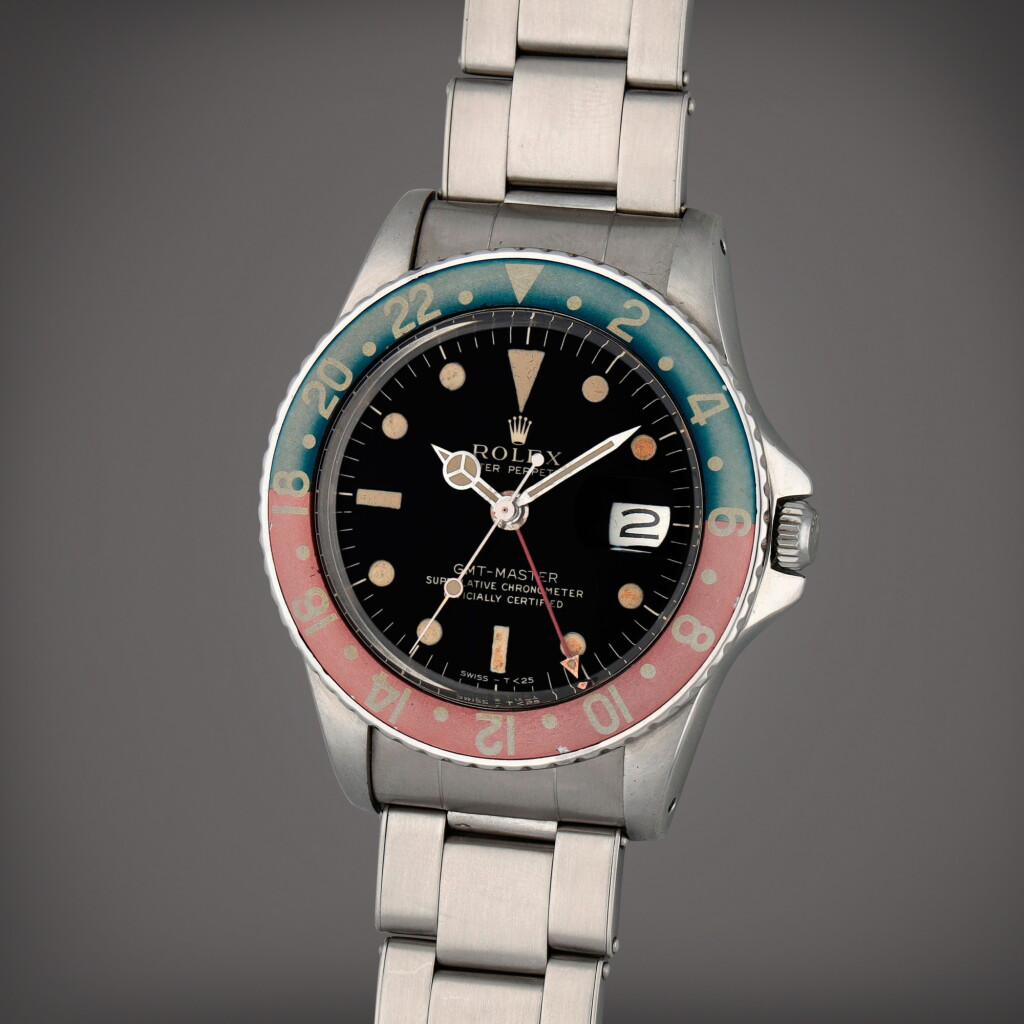 View full screen - View 1 of Lot 279. GMT-Master 'Eagle Beak', Reference 1675 | A stainless steel dual time zone wristwatch with date and bracelet | Circa 1964.