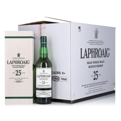 View full screen - View 1 of Lot 82. Laphroaig 25 Year Old Cask Strength 53.4 abv NV (6 Bottles 70cl).