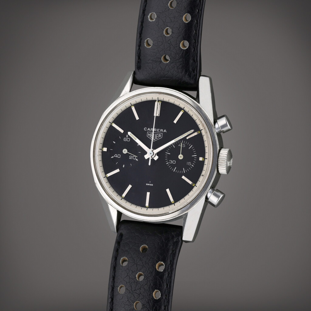 View full screen - View 1 of Lot 487. Reference 3647 Carrera | A stainless steel chronograph wristwatch, Circa 1965.