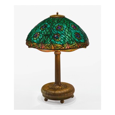 View full screen - View 1 of Lot 7. TIFFANY STUDIOS | "PEACOCK" TABLE LAMP.