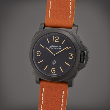 View full screen - View 1 of Lot 19. Reference PAM00360 Luminor 'Watch No. 1' | A limited edition PVD-coated stainless steel wristwatch, Made for the 10th Anniversary of Paneristi.com, Circa 2010 | The Hammer Collection.