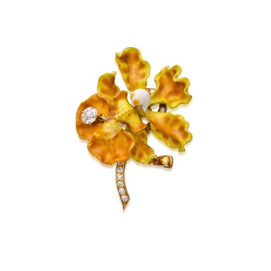View full screen - View 1 of Lot 142. Enamel and Diamond Brooch | Paulding Farnham 為蒂芙尼設計 | 琺瑯及鑽石胸針.