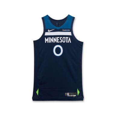 View full screen - View 1 of Lot 11. Donte DiVincenzo Minnesota Timberwolves 2025 NBA Playoffs Western Conference Finals Game Worn Icon Edition Jersey | Game 4 .