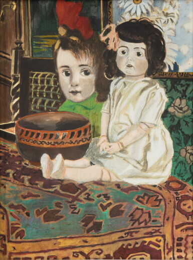 View full screen - View 1 of Lot 321. Petite fille à la poupée dans l'intérieur du peintre.