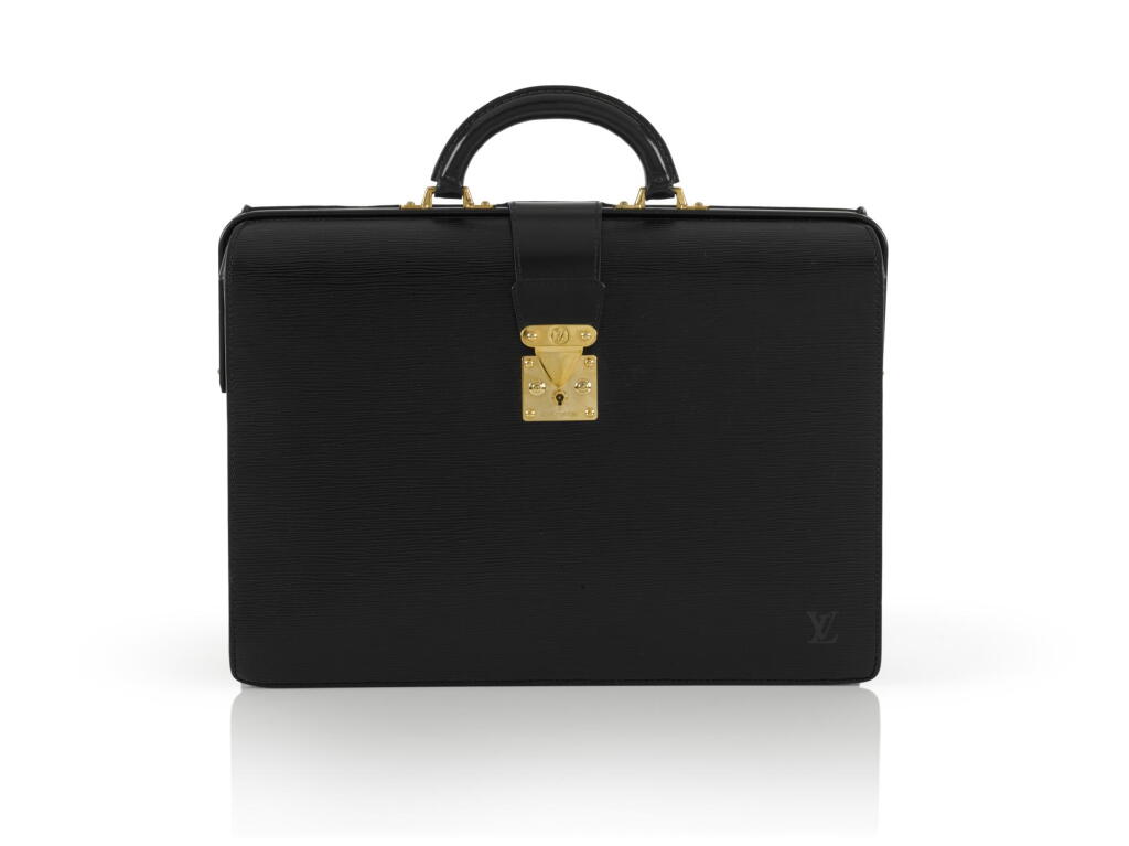 View full screen - View 1 of Lot 141. Louis Vuitton Epi Leather Black Briefcase Fermoir.