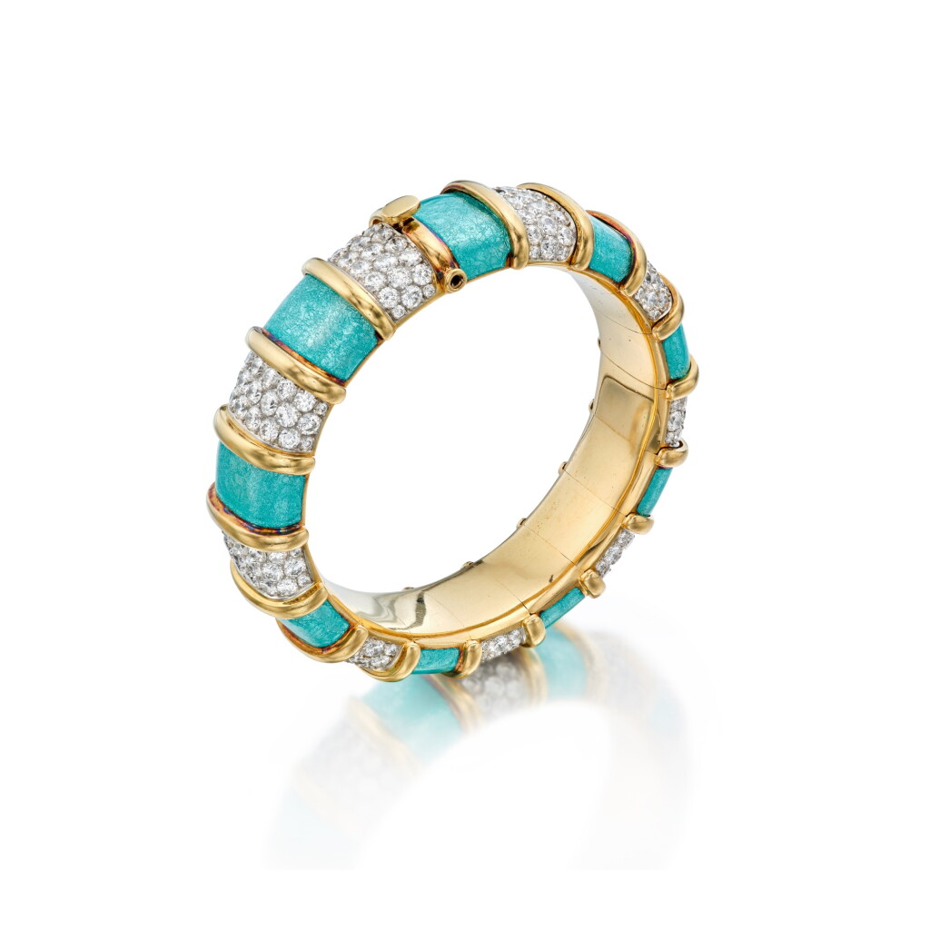 View full screen - View 1 of Lot 2. Enamel and Diamond Bracelet.
