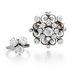 DIAMOND PENDANT-BROOCH AND A DIAMOND RING