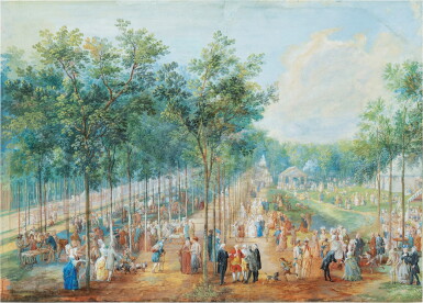 View full screen - View 1 of Lot 143. Elegant Company, Merchants and Peasants Promenading in the Champs Elysées.