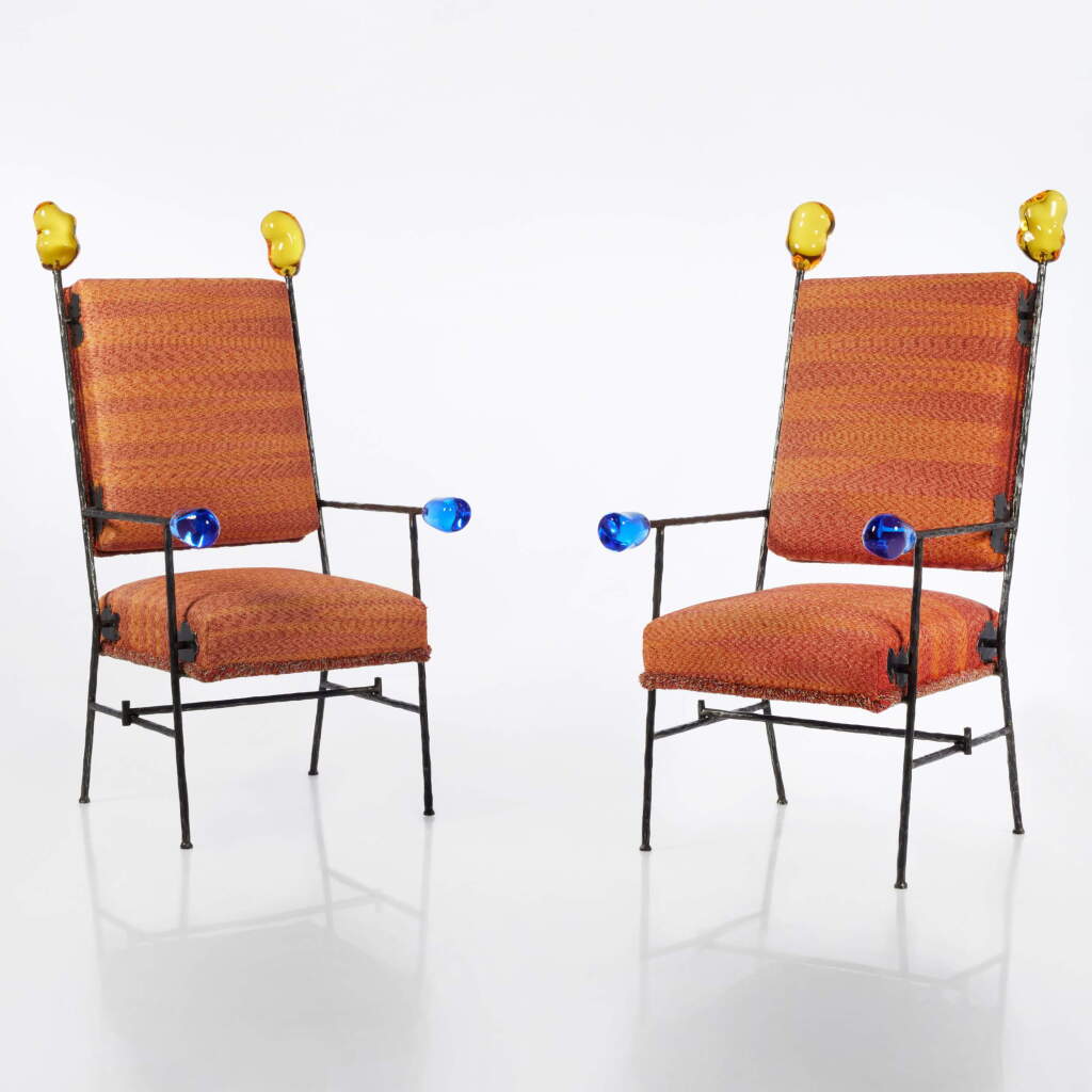 View full screen - View 1 of Lot 150. Pair of "Thrown" Armchairs.
