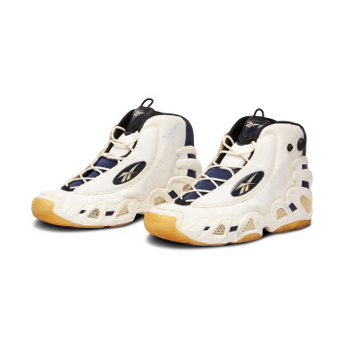 View full screen - View 1 of Lot 49. Shaquille O'Neal Dual Signed Worn Reebok Pumps | Size 22.
