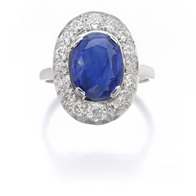 View full screen - View 1 of Lot 540. SAPPHIRE AND DIAMOND RING.