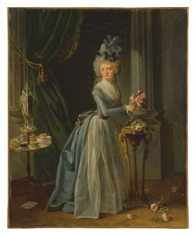 View full screen - View 1 of Lot 609. ATTRIBUTED TO JEAN-SIMON FOURNIER | "LA DAME AUX ROSES".