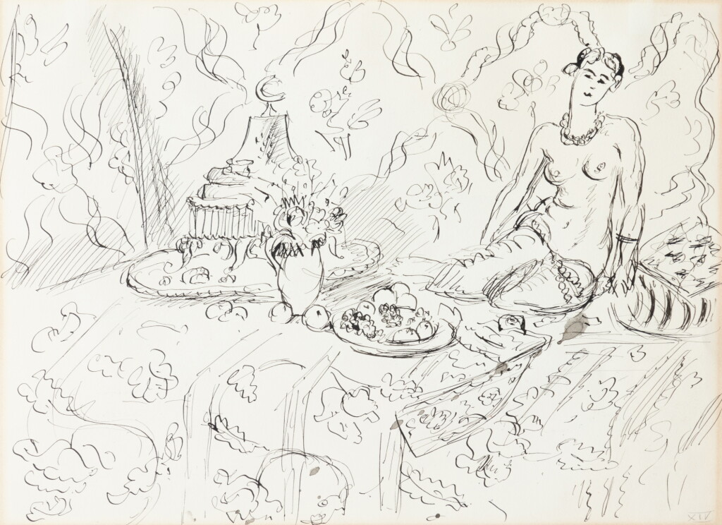 View full screen - View 1 of Lot 113. Odalisque sur fond ornemental.