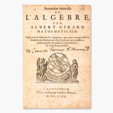 View full screen - View 1 of Lot 23. Invention nouvelle en l'algèbre. Amsterdam, 1639. In-4. Basane moderne. Rare édition originale..