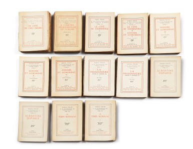 View full screen - View 1 of Lot 112. A la Recherche du temps perdu. 13 vol. (souvent en E.O et en grand papier) + Jean Santeuil, etc..