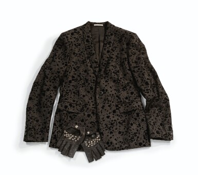 View full screen - View 1 of Lot 698. Black Matte Sequin Jacket, circa 2000 | Veste en laine brodée de sequins noirs et velours, circa 2000.