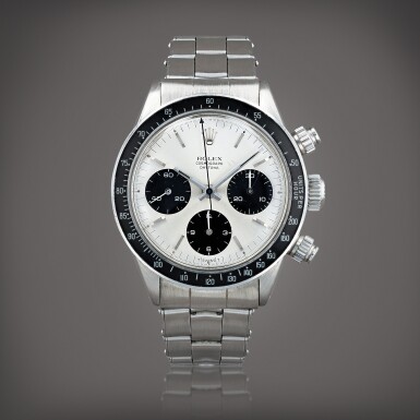 View full screen - View 1 of Lot 609. 'Small' Daytona, reference 6240 Montre bracelet chronographe en acier | Stainless steel chronograph wristwatch with bracelet Vers 1966 | Circa 1966.