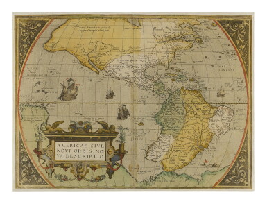 View full screen - View 1 of Lot 8. Ortelius, Abraham | The first map of the Americas in a modern atlas.