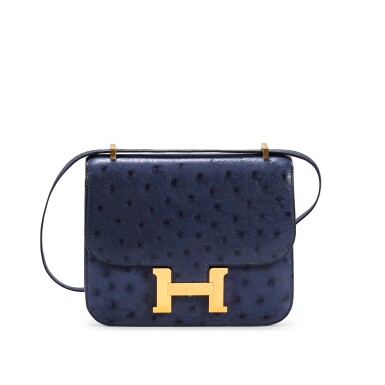 View full screen - View 1 of Lot 678. Bleu Saphir Ostrich Constance 18 Gold Hardware, 2021.