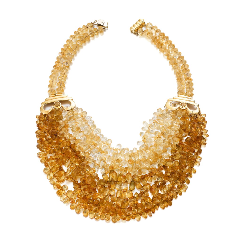 View full screen - View 1 of Lot 25. Citrine and gold necklace | Collier citrine et or.