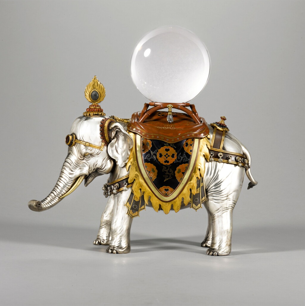 View full screen - View 1 of Lot 90. AN IMPRESSIVE SILVER ELEPHANT, MEIJI PERIOD, LATE 19TH CENTURY.