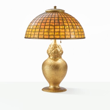 View full screen - View 1 of Lot 23. TIFFANY STUDIOS | "GEOMETRIC" TABLE LAMP.