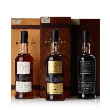 View full screen - View 1 of Lot 3628. Bowmore 1964 Trilogy Full Set 1964 (3 BT70).