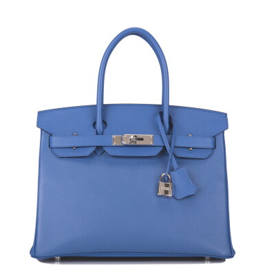 View full screen - View 1 of Lot 51. Hermès Bleu Brighton Birkin 30cm of Epsom Leather with Palladium Hardware.