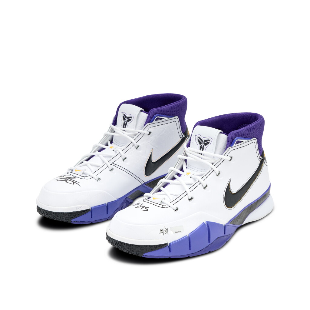 View full screen - View 1 of Lot 19. Kobe Bryant Signed and Inscribed | Nike Kobe 1 Protro '81' | Size 14 | 10/81 .