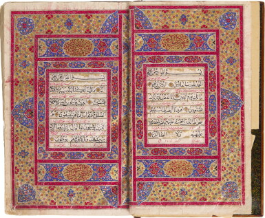 View full screen - View 1 of Lot 63. AN ILLUMINATED QUR’AN, COPIED BY ABDULLAH B. ALI NAQI AHMED, PERSIA, SAFAVID, DATED 1139 AH/1726 AD.