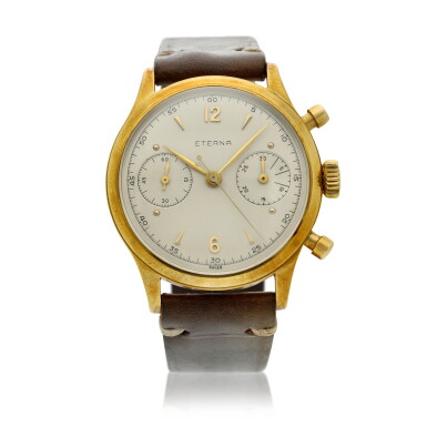 View full screen - View 1 of Lot 121. A yellow gold chronograph wristwatch, Circa 1950.