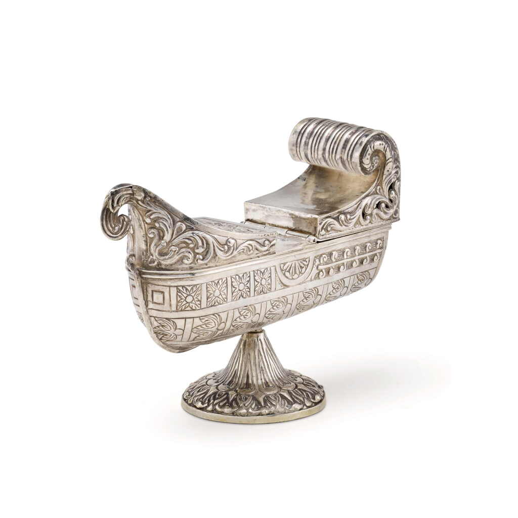 View full screen - View 1 of Lot 36. A silver incense boat, probably Portuguese, late 17th / early 18th century.