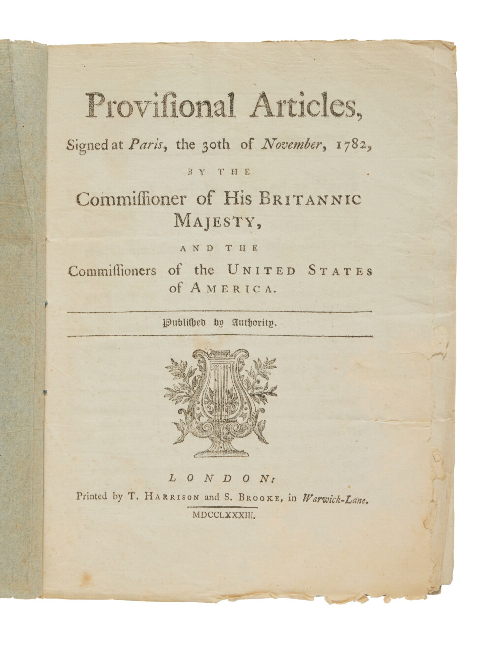 View full screen - View 1 of Lot 1161. (Treaty of Paris) | "His Britannic Majesty acknowledges the said United States … to be Free, Sovereign and Independent States. …".