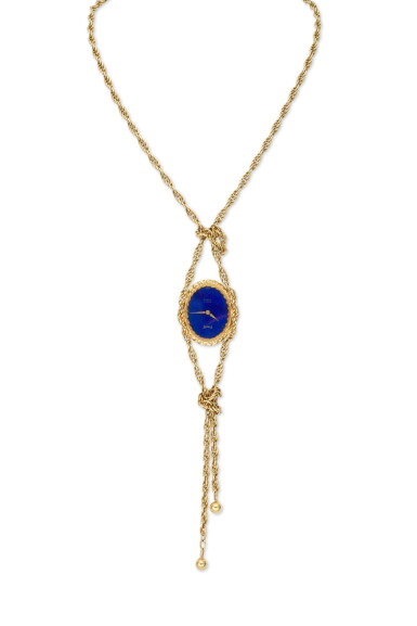 View full screen - View 1 of Lot 99. REF 6865 P 71 RETAILED BY VAN CLEEF & ARPELS: A LADY'S YELLOW GOLD AND LAPIS LAZULI SAUTOIR WATCH, CIRCA 1975.