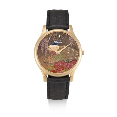 View full screen - View 1 of Lot 8282. CHOPARD | XP URUSHI, REFERENCE 1902 A PINK GOLD WRISTWATCH WITH JAPANESE LACQUER DIAL, CIRCA 2011.