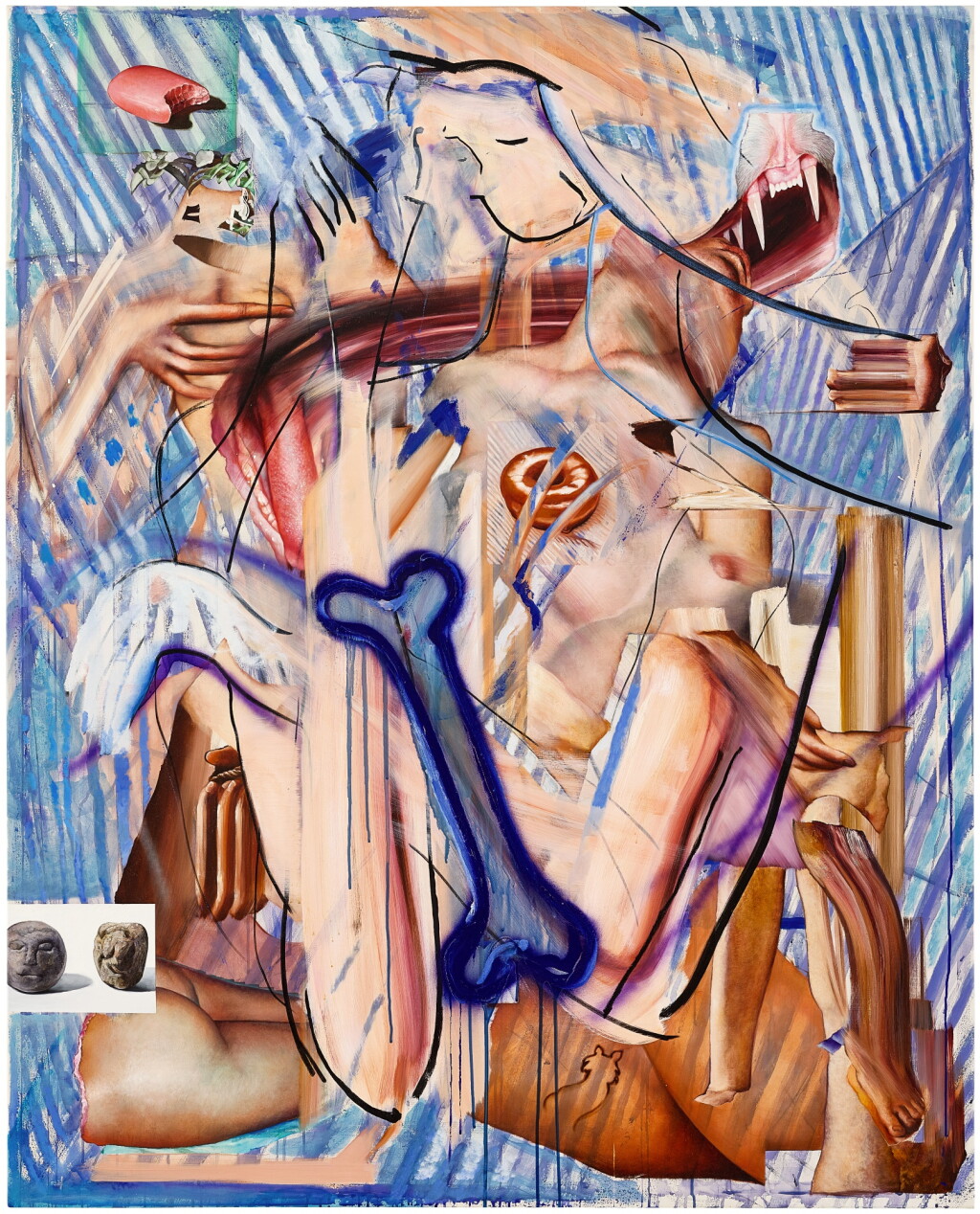 View full screen - View 1 of Lot 108. Sleepy Woman on Blue Stripe 藍色條紋上昏昏欲睡的女人.