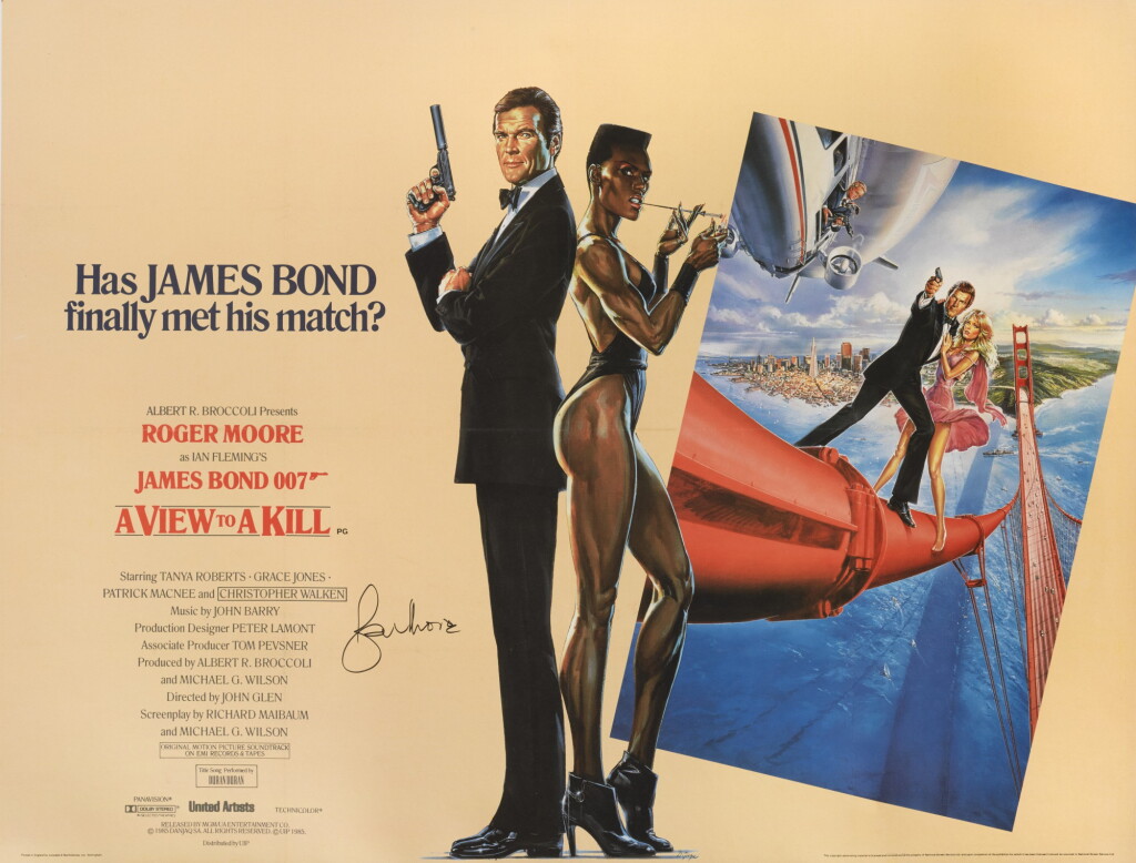 View full screen - View 1 of Lot 122. A View to a Kill (1985), poster, British, signed by Roger Moore.