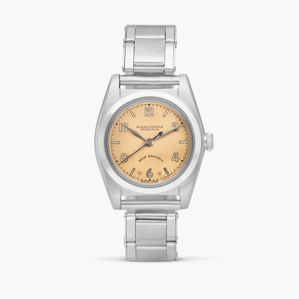 View full screen - View 1 of Lot 2339. Oyster Perpetual "Bubbleback", Reference 2940 | A stainless steel wristwatch with bracelet, Circa 1942.