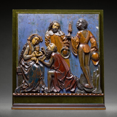 View full screen - View 1 of Lot 26. German, Upper Rhine or Franconia, circa 1490-1500 | Relief with the Adoration of the Magi.