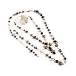 Set of Two Long Necklaces in Champagne Metal with Cross, Black and Grey Cabochons, Métiers d'Art Paris-Londres Pre-Fall 2008