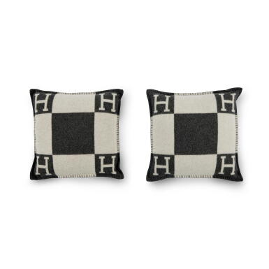 View full screen - View 1 of Lot 168. Écru and Gris Clair Merino Wool and Cashmere Avalon I Pillows.