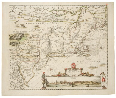 View full screen - View 1 of Lot 20. Danckerts, Justus | A fine example of an important map of the Eastern Seaboard.